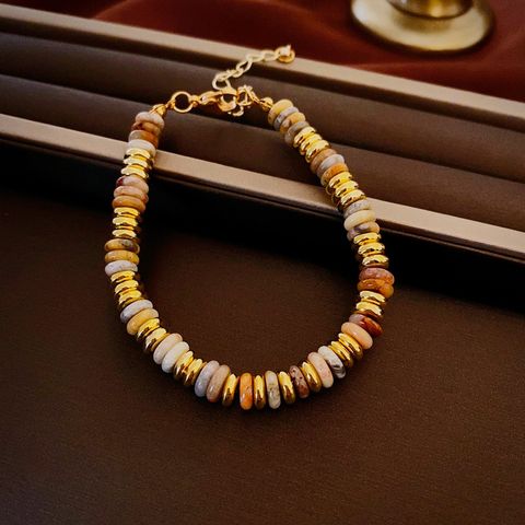 Natural Stone Copper Retro Geometric Beaded Bracelets Necklace