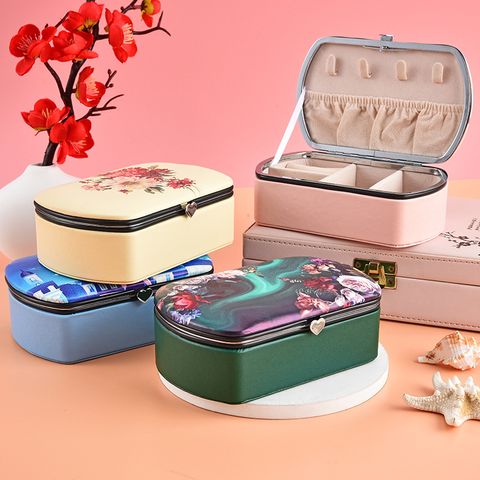 Classical Cute Cartoon Flower Pu Leather Jewelry Boxes