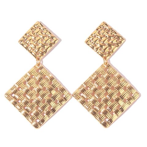 1 Pair Elegant Simple Style Square Plating Metal Drop Earrings