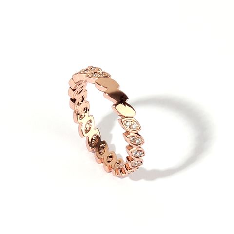 Wholesale Retro Vacation Lolita Horse Eye Copper Inlay Rose Gold Plated Zircon Rings