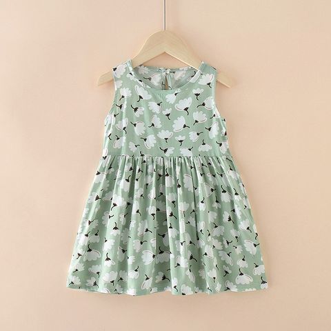 Cute Pastoral Animal Cartoon Flower Cotton Silk Girls Dresses