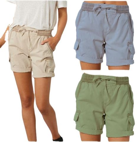 Women's Daily Simple Style Solid Color Knee Length Cargo Pants Shorts