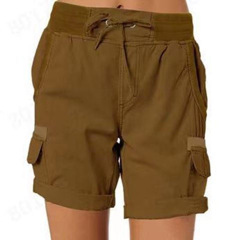 Women's Daily Simple Style Solid Color Knee Length Cargo Pants Shorts