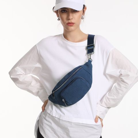 Women's Streetwear Color Block Canvas Waist Bags