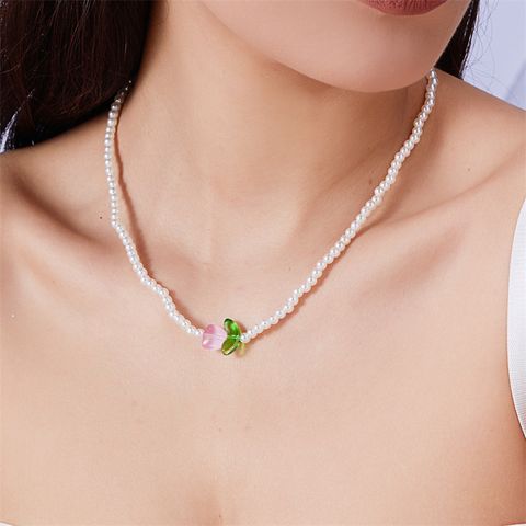 Simple Style Color Block Imitation Pearl Beaded Women's Bracelets Necklace
