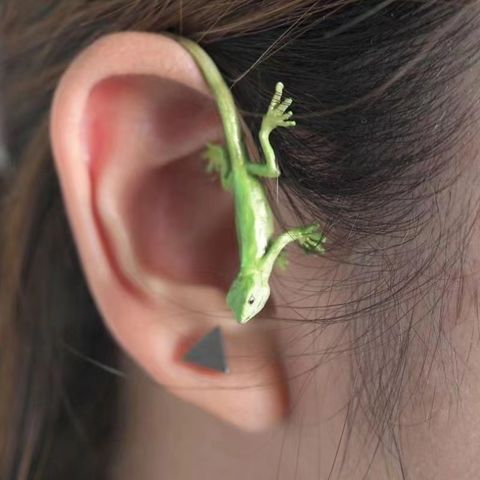 1 Pair Wedding Pastoral Lizard Frog Enamel Alloy Ear Cuffs