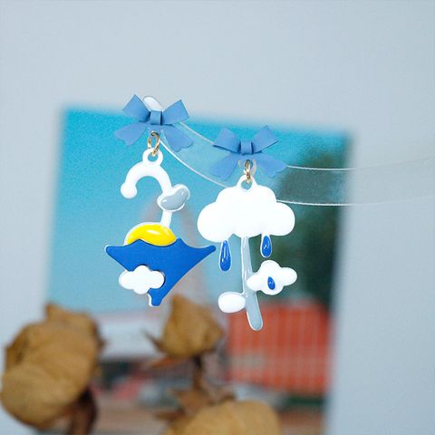 1 Pair Cute Clouds Bow Knot Umbrella Alloy Drop Earrings
