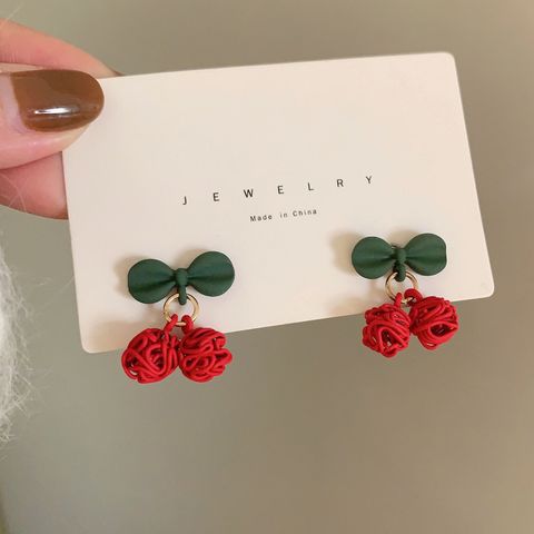 1 Pair Sweet Cherry Fruit Plating Alloy Drop Earrings