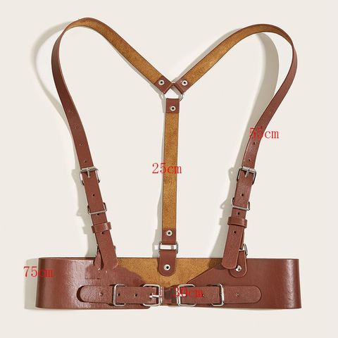 Simple Style Streetwear Solid Color Pu Leather Iron Plating Women's Corset Belts