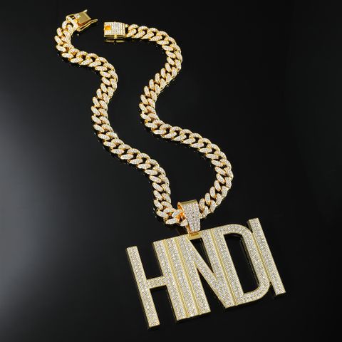 Hip-Hop Exaggerated Letter Alloy Inlay Rhinestones Men's Pendant Necklace