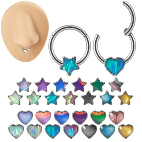 2 Pieces Nose Rings & Studs Sweet Star Heart Shape Stainless Steel Plating Nose Ring