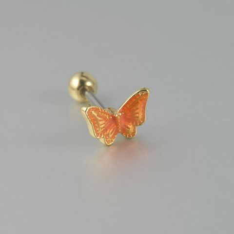 1 Piece Sweet Butterfly Enamel Stainless Steel Plastic Ear Studs