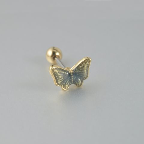 1 Piece Sweet Butterfly Enamel Stainless Steel Plastic Ear Studs