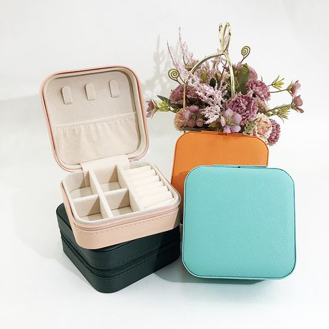 Elegant Solid Color Pu Leather Jewelry Boxes