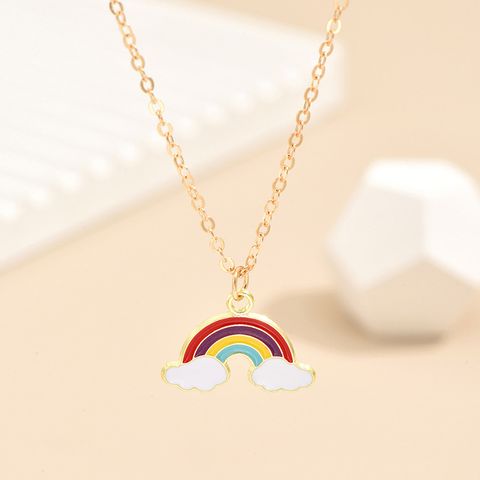 Simple Style Doctoral Cap Letter Rainbow Alloy Enamel Plating Women's Pendant Necklace