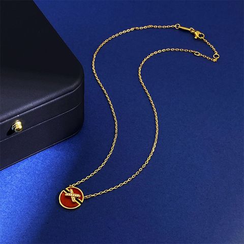 Copper K Gold Plated Simple Style Commute Round Letter Inlay Zircon Earrings Necklace