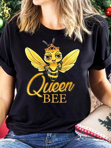 Women's T-shirt Short Sleeve T-Shirts Streetwear Letter Bee