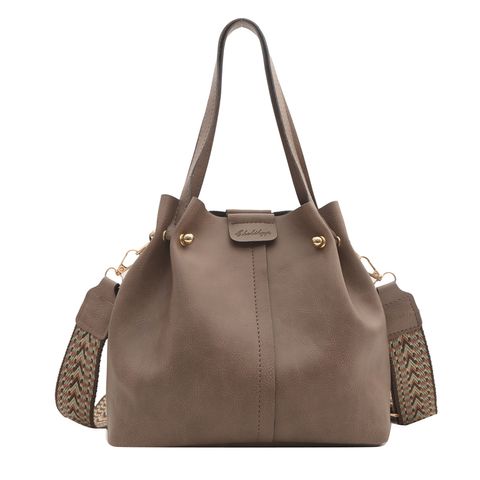 Women's Pu Leather Solid Color Classic Style String Shoulder Bag