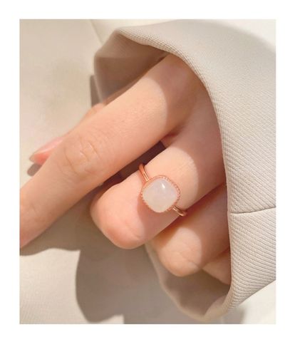 Wholesale Simple Style Classic Style Color Block White Copper Inlay Gem Rings