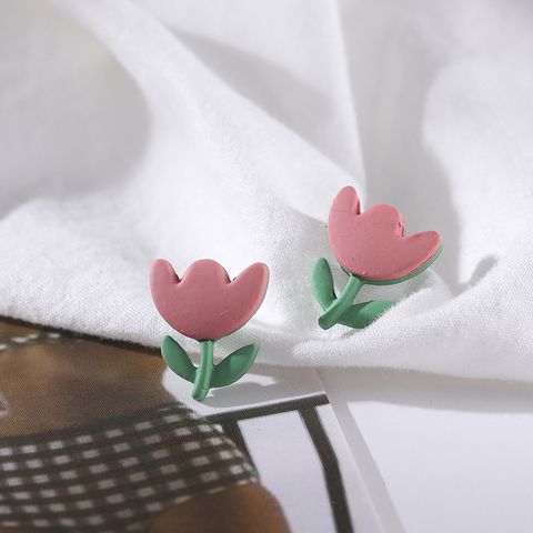 1 Pair IG Style Sweet Flower Stoving Varnish Alloy Ear Cuffs Ear Studs
