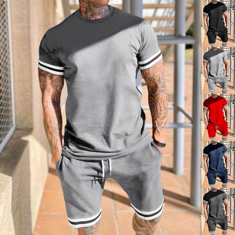 Hombres Color Sólido Conjuntos De Pantalones Cortos Ropa Hombre