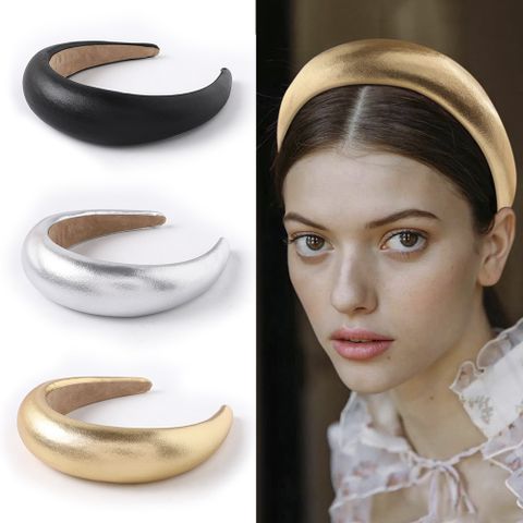 Women's Simple Style Solid Color Leather Knitting Hair Band
