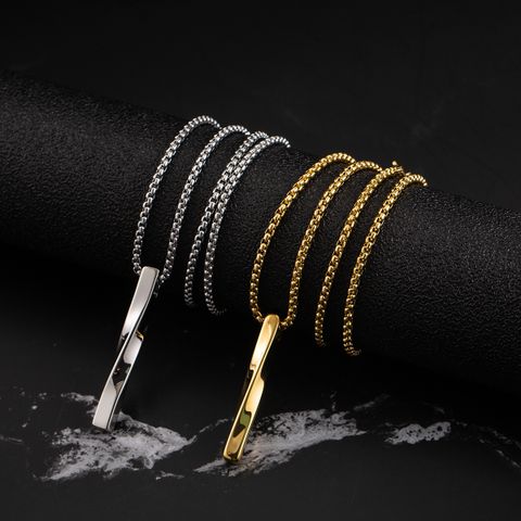 Stainless Steel 18K Gold Plated Casual Simple Style Commute Twist Polishing Geometric Pendant Necklace