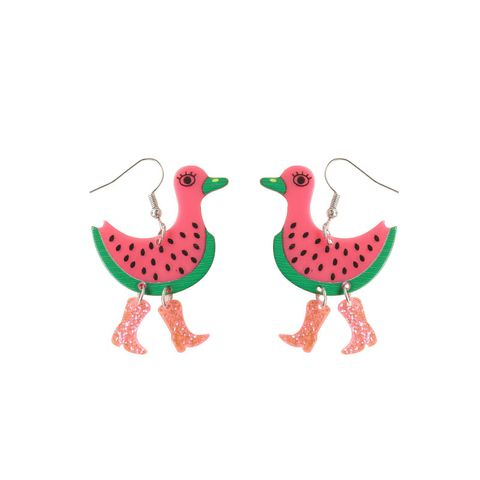 1 Pair Cartoon Style Cute Watermelon Duck Arylic Drop Earrings
