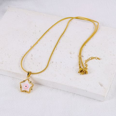 Stainless Steel Copper Vintage Style Devil's Eye Star Butterfly Plating Pendant Necklace