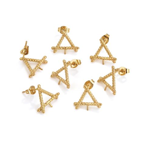 4 Pieces Per Pack 12 * 12mm Stainless Steel 18K Gold Plated Triangle Polished Earring Findings