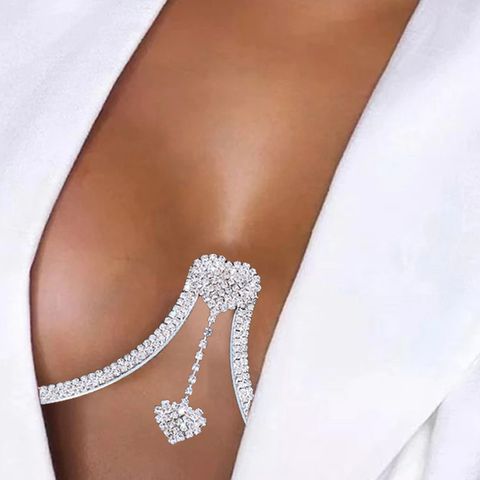 Elegante Forma De Corazón Aleación Enchapado Embutido Diamantes De Imitación Mujeres Cadena Del Cuerpo