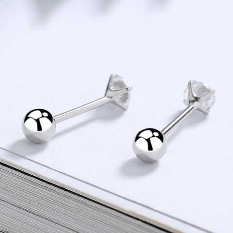 1 Pair Simple Style Geometric Plating Stainless Steel Zircon Ear Studs