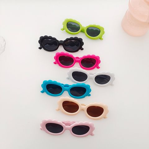 Sweet Solid Color Pc Resin Oval Frame Full Frame Kids Sunglasses