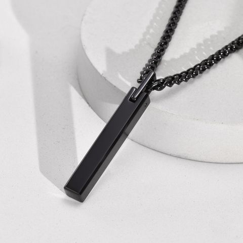 Stainless Steel Simple Style Three-dimensional Rectangle Pendant Necklace