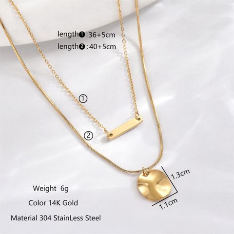 304 Stainless Steel 14K Gold Plated Elegant Romantic Classic Style Hollow Out Inlay Round Water Droplets Heart Shape Zircon Double Layer Necklaces Pendant Necklace