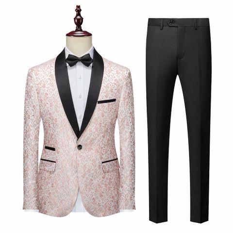 Men's Solid Color Jacquard Pants Sets Blazer Men's Clothing