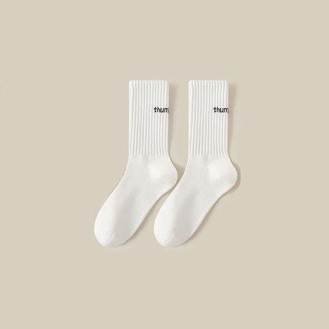 Women's Simple Style Solid Color Polyester Crew Socks A Pair