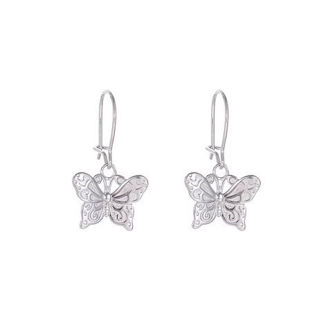 1 Pair Elegant Simple Style Butterfly Plating Sterling Silver Drop Earrings