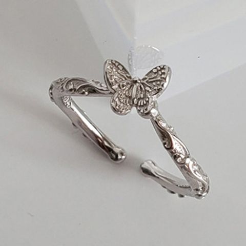 Sterling Silver Elegant Simple Style Butterfly Plating Open Rings