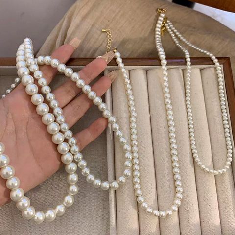 Elegant Simple Style Solid Color Imitation Pearl Plating Women's Necklace