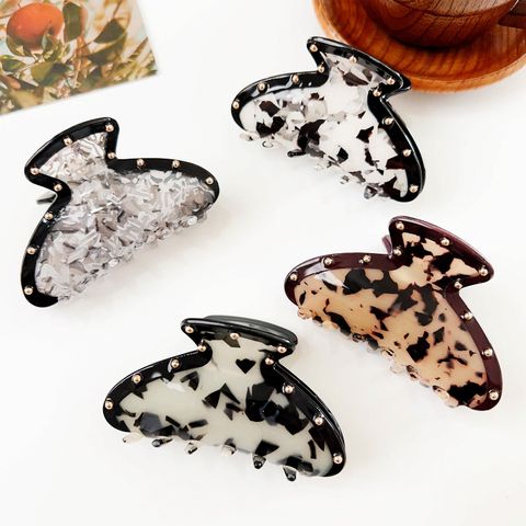 Women's Vintage Style Marble Leopard Plastic Hair Claws