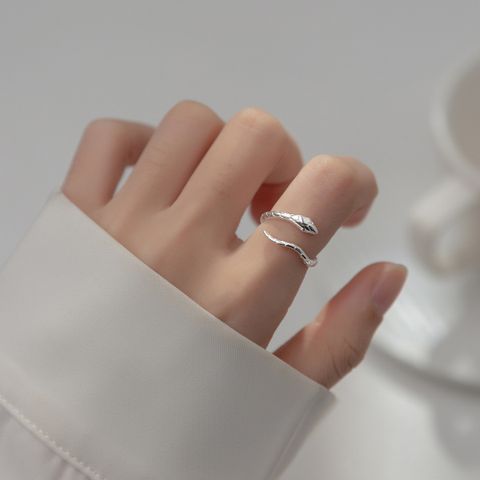 Sterling Silver Simple Style Snake Plating Open Rings