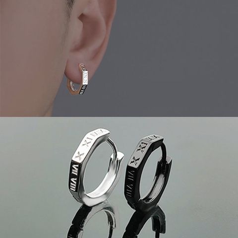 1 Pair Simple Style Roman Numeral Plating Copper Silver Plated Earrings