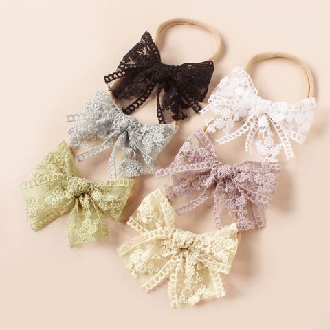 Girl'S Casual Simple Style Bow Knot Lace Hair Tie
