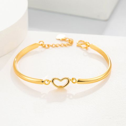 Cobre Elegante Estilo Simple Forma De Corazón Enchapado Pulsera