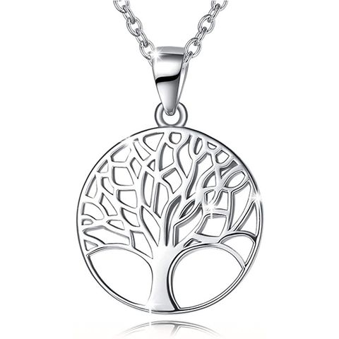 Sterling Silver Elegant Simple Style Life Tree Plating Pendant Necklace Necklace Pendant