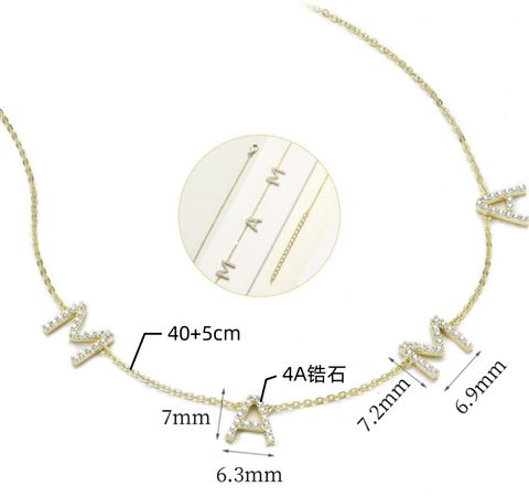 Kupfer Elegant Einfacher Stil Brief Eingelegter Zirkon Halskette Mit Anhänger