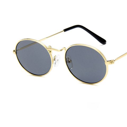 Retro Geometric Solid Color Resin Round Frame Full Frame Women's Sunglasses