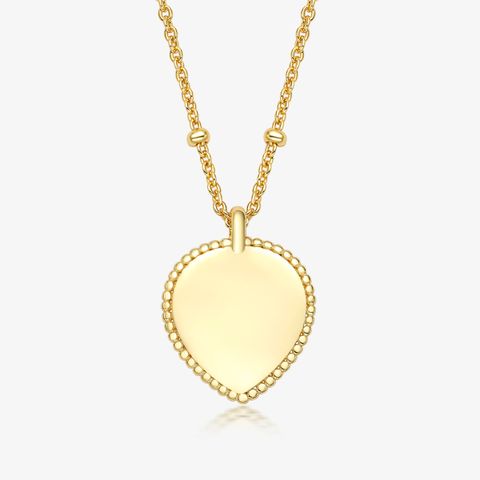 Sterling Silver Gold Plated Simple Style Letter Heart Shape Pendant Necklace