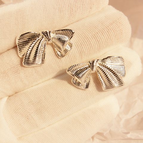1 Pair Exaggerated Simple Style Bow Knot Plating Brass Ear Studs